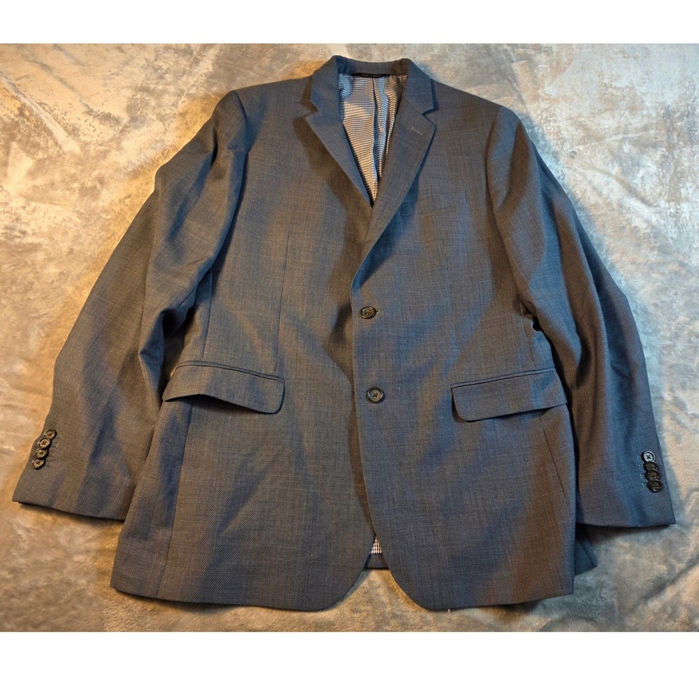 Banana Republic Modern Slim Fit Marzotto Wool Pique Blazer Mens 42R Grayish Blue